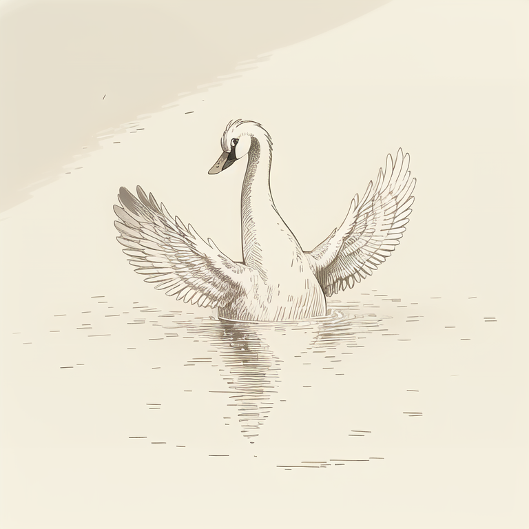 (masterpiece, best quality:1.1), (sketch:1.1), paper, no humans, a swan, water, ripples